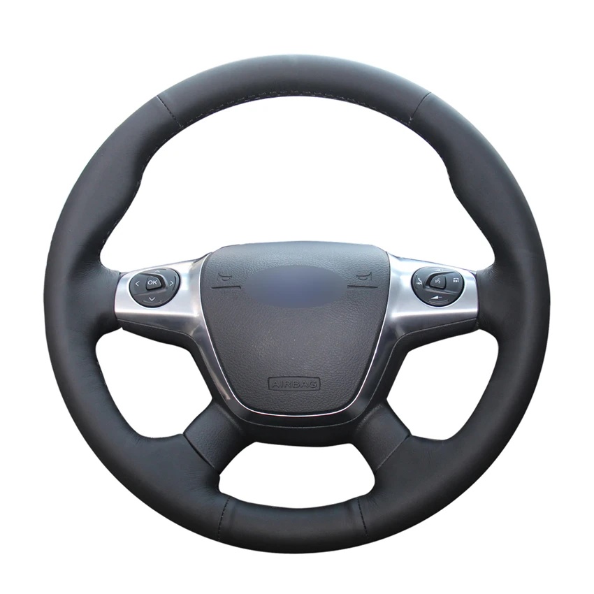 Ручная работа черная искусственная кожа PU чехол на руль для Ford Focus 2011-2014 Grand C-Max