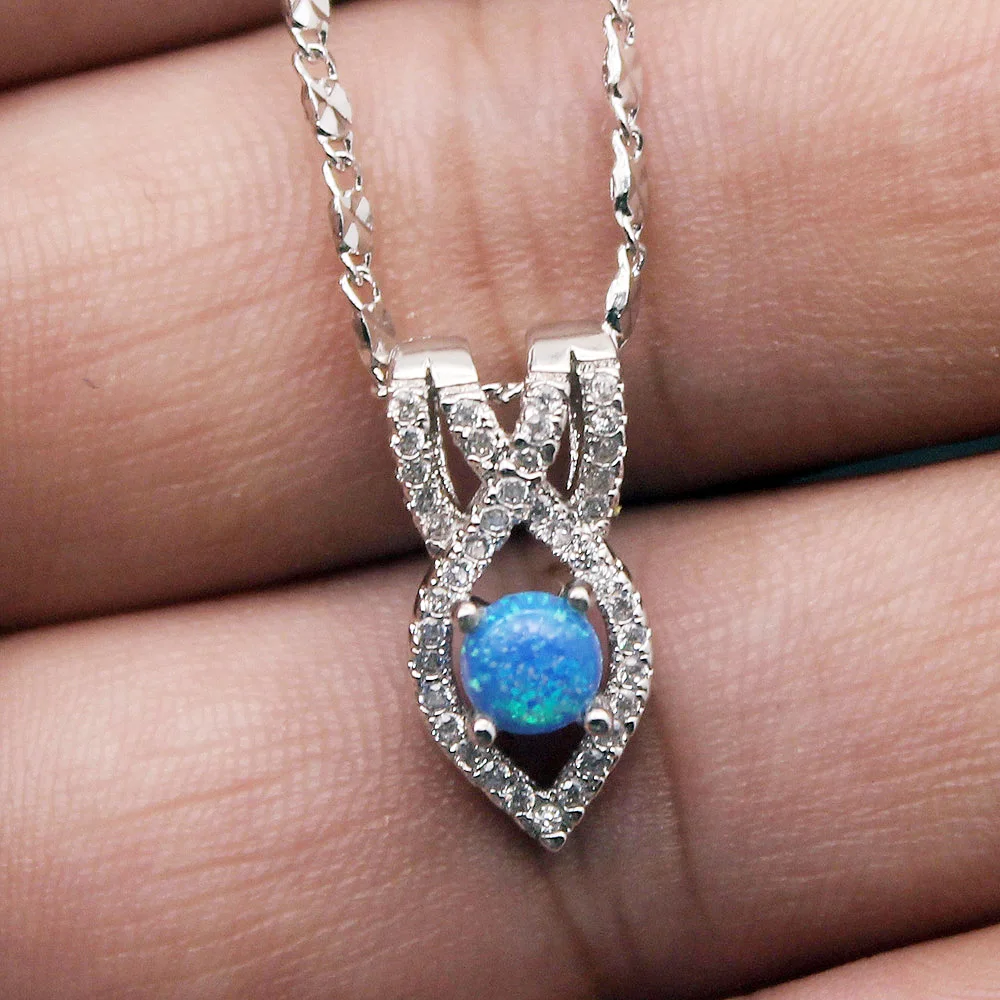 Australian Opal Pendant 925 Sterling Silver Necklace For Women Fashion