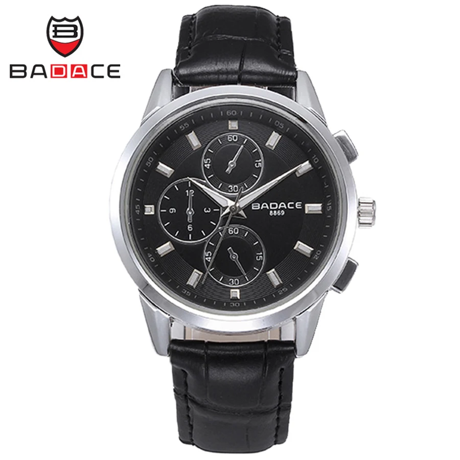 

BADACE Business Men Watch Fashion Waterproof Hours 30M Sport Clock Analogue Quartz-Watches Leather Band Mens Wristwatches 8869