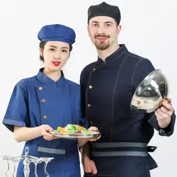 Ресторан отеля кухонное Длинные рукава с коротким рукавом colorfast и устойчивые к усадке деним Униформа шеф-повара куртка с бесплатной фартук