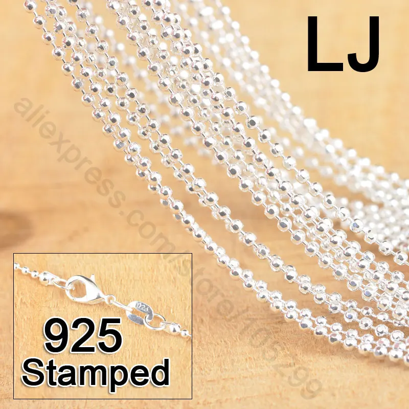 

JEXXI 20Pcs 18" Genuine 925 Sterling Silver Fashion Jewelry Ball Prayer Chains With Lobster Clasps For Pendant Jewelry
