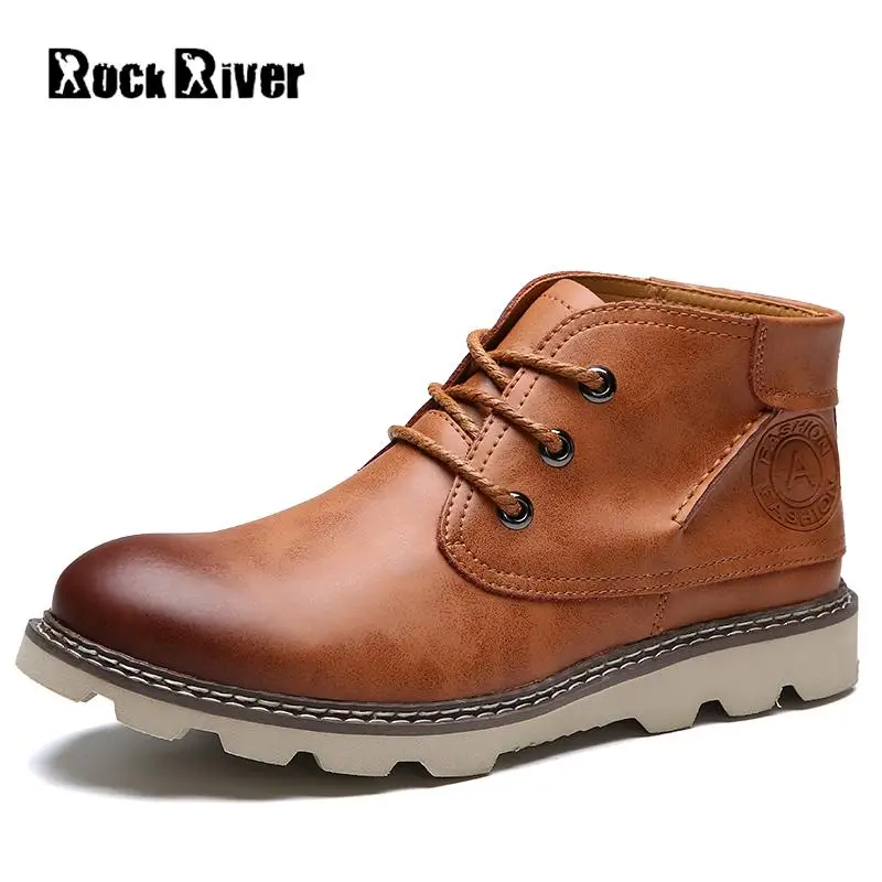 

2019 New Fashion Soft Genuine Cow Leather Boots Men Black Brown Vintage High Top Work Shoes Autumn Ankle Men Boots Dr Martins