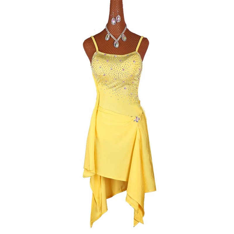 Белое платье для латинских танцев для женщин желтое танцевальное платье Чача/Танго одежда для сцены профессиональное платье для латинских танцев BL1893