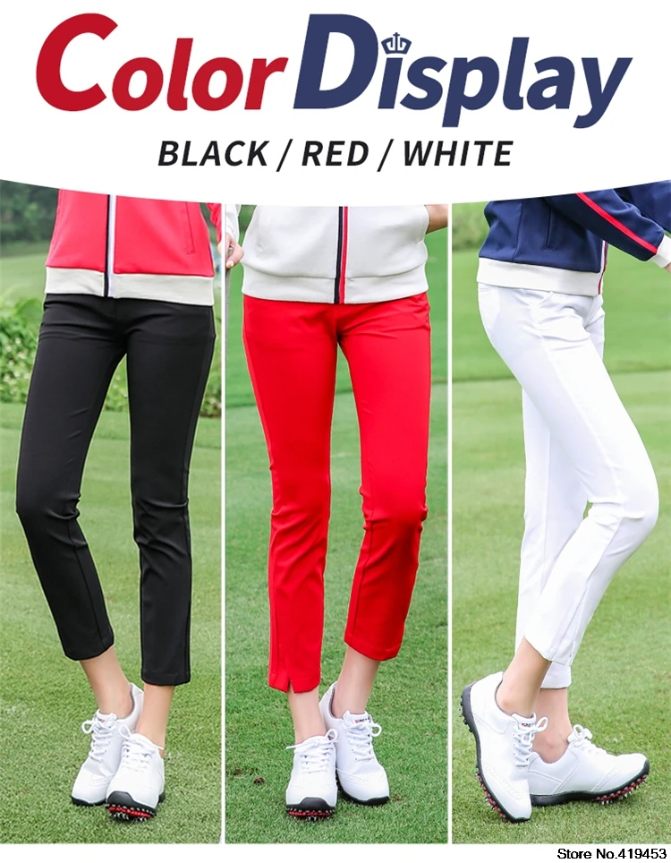 Летние однотонные брюки для гольфа леди одежда Для женщин Эластичность брюки женские, тонкие дышащие брюки карандаш 3/4 для гольфа, тенниса со штанами