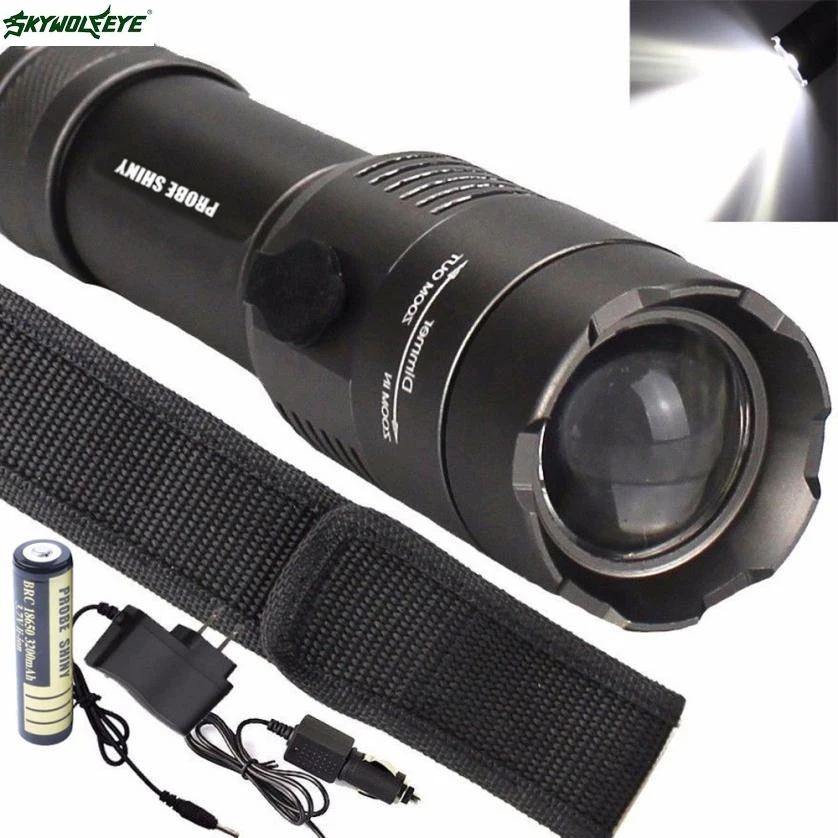 DC 2 Shining Hot Selling Drop Shipping Tactical 5000LM XML T6 LED font b Flashlight b