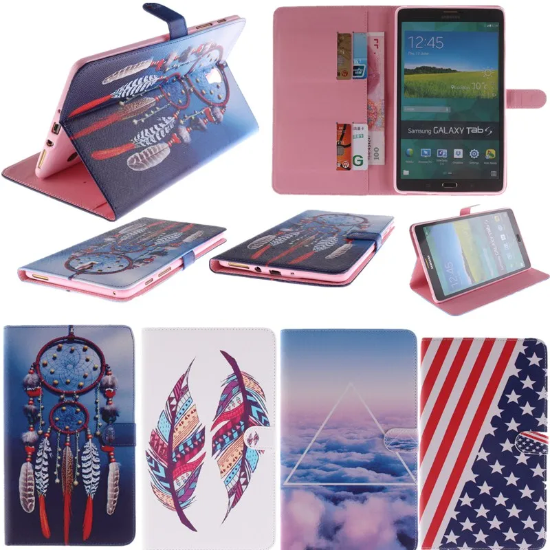 

Fashion Painted Wallet PU Leather Cases For Samsung Galaxy Tab S 8.4 Case For Samsung Galaxy Tab S T700 / T705 Tablet Case Cover