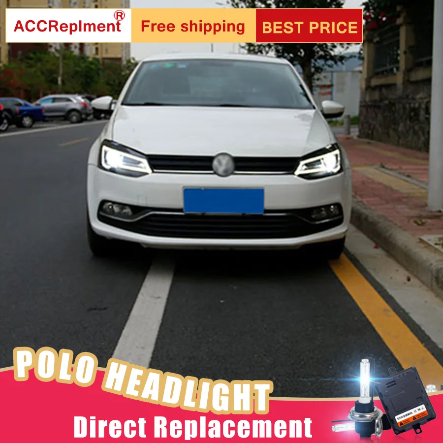 2 шт. светодиодный фары для VW Polo 2011- светодиодный автомобильный фонарь ангельские глазки ксенон HID комплект Противотуманные фары светодиодный дневные ходовые огни