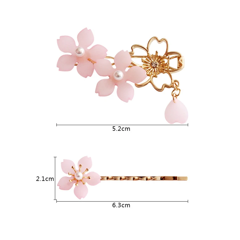 Haimeikang металлическая заколка для волос с цветком вишни модные заколки для волос с жемчугом для женщин Головные уборы Аксессуары для волос