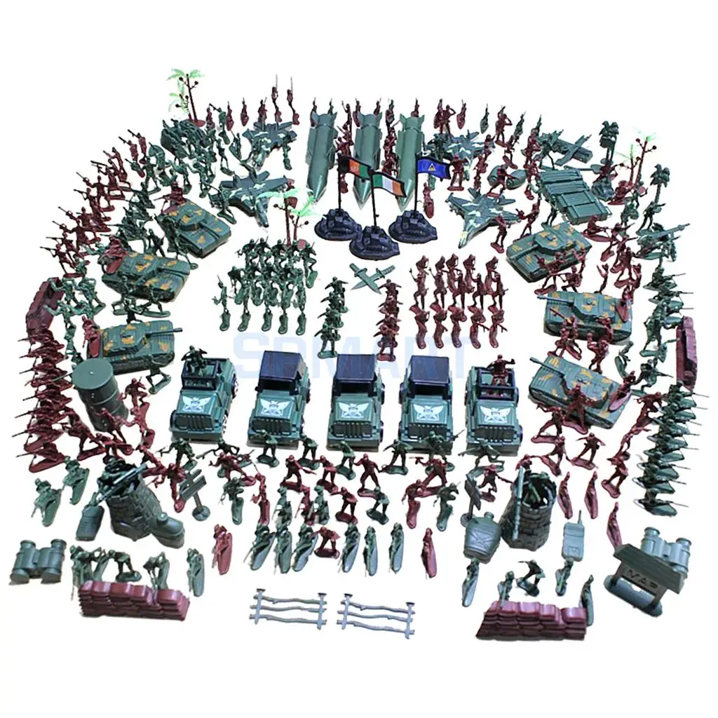 307x Пластик армии Для мужчин 4 см солдат фигурки героев с масштабируется Танк для песка сервировки стола пейзажа детей игрушки Xmas подарок