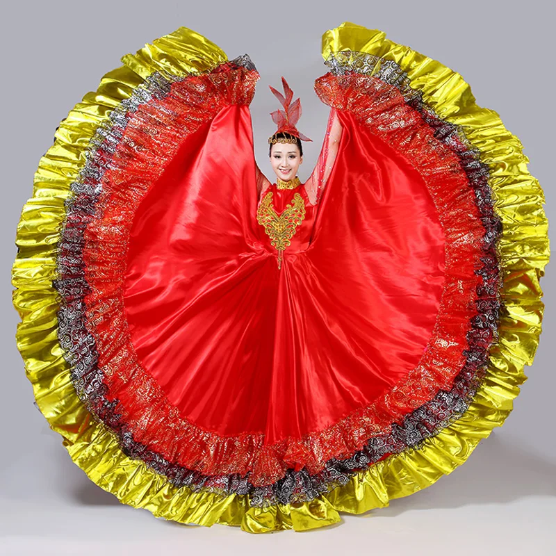 Испанский бой быков платье фестиваль фламенко открытие танец Полный юбка для взрослых женщин сценическое представление большие качели костюм H585
