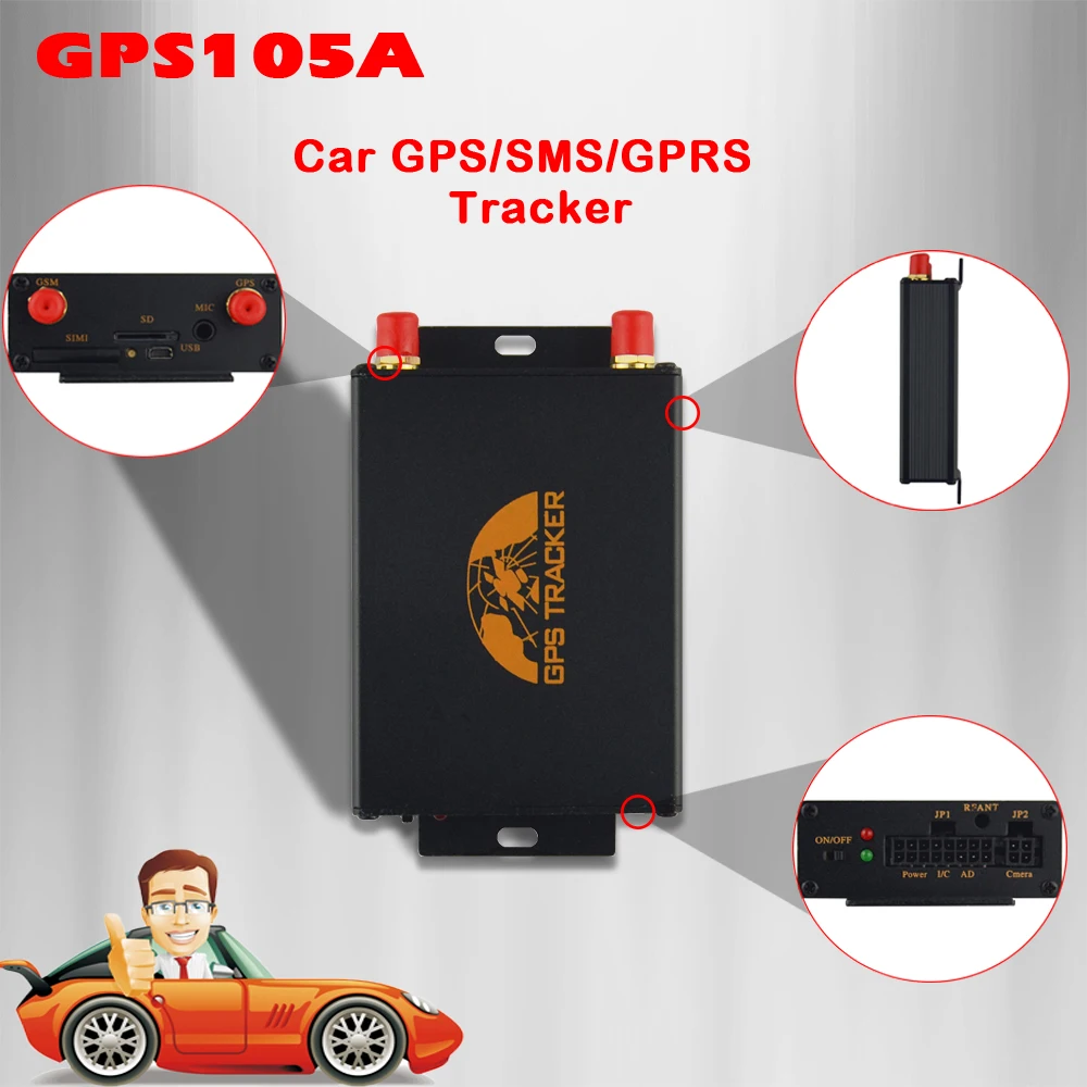 

High quality GPS Vehicle Tracker GPS105A GPS GSM Locator Geo-fence SOS Emergency Alarm with App real-time tracking