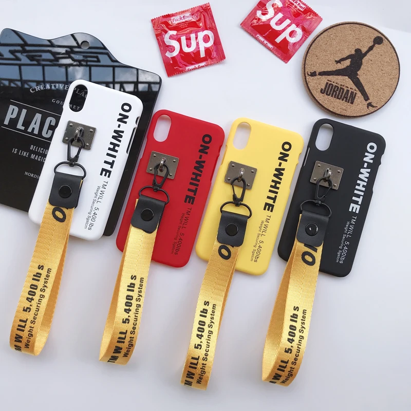 

Street off Brand Yellow strap Hard plastic cover case for iphone 5 5S SE 6 6S plus 7 7plus 8 8plus X XS XR MAX white phone couqe