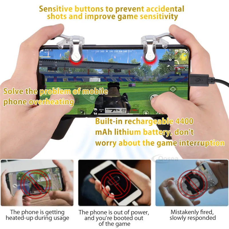 1 Pcs PUBG Controller Gamepad Pubg Mobile Trigger L1R1 Shooter Joystick Game Pad Holder Cooling Fan 4000mAh/4400mAh Power Bank