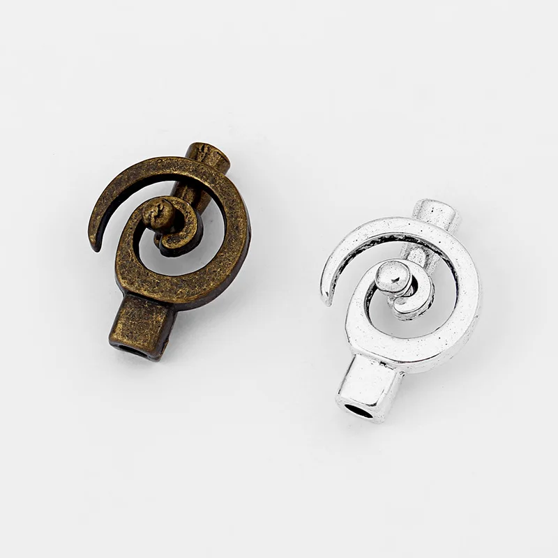5 комплектов антикварная серебряная/бронзовая модная спиральная застежка-крючок для 4 мм круглого кожаного шнура Браслет ювелирные изделия