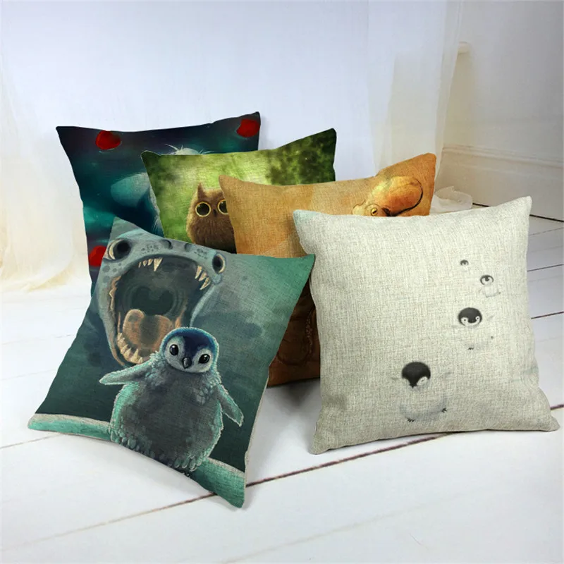 Sea Turtle Fish Pattern Red Sea Crab Cushion Cover Nautical Throw