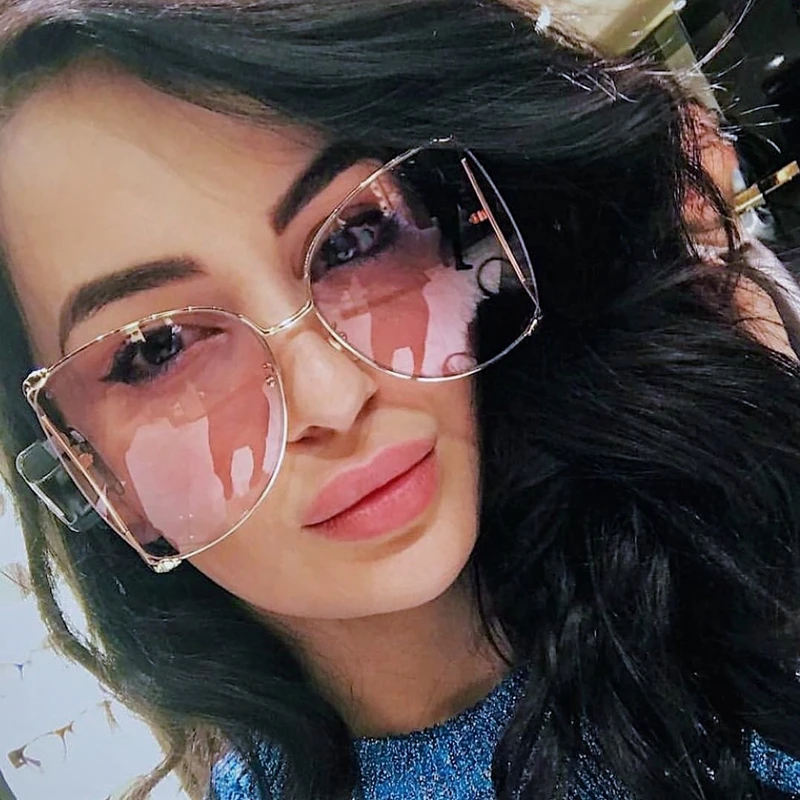 Nueva tendencia cuadrado gafas de sol mujer marca diseñador 2019 de lujo océano sin gafas de sol del verano para las mujeres Oculos femeninos de sol mujer| -