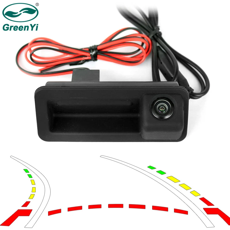 

GreenYi Trajectory HD Car Trunk Handle Reverse Rear View Backup Parking Camera for Ford Focus Mondeo 2010 2011 2012 Waterproof