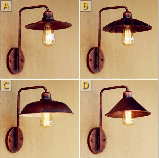 

Rust American Retro Vintage Wall Light Fixtures Bedroom Aisle Edison LED Loft Industrial Wall Sconce Lampara Pared