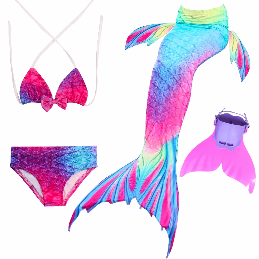 

4Pcs/11 Color Little Children Mermaid Tails for Swimming with Fin Costume Cosplay Mermaid Girls Bathing Suit Swimwear Swimsuit