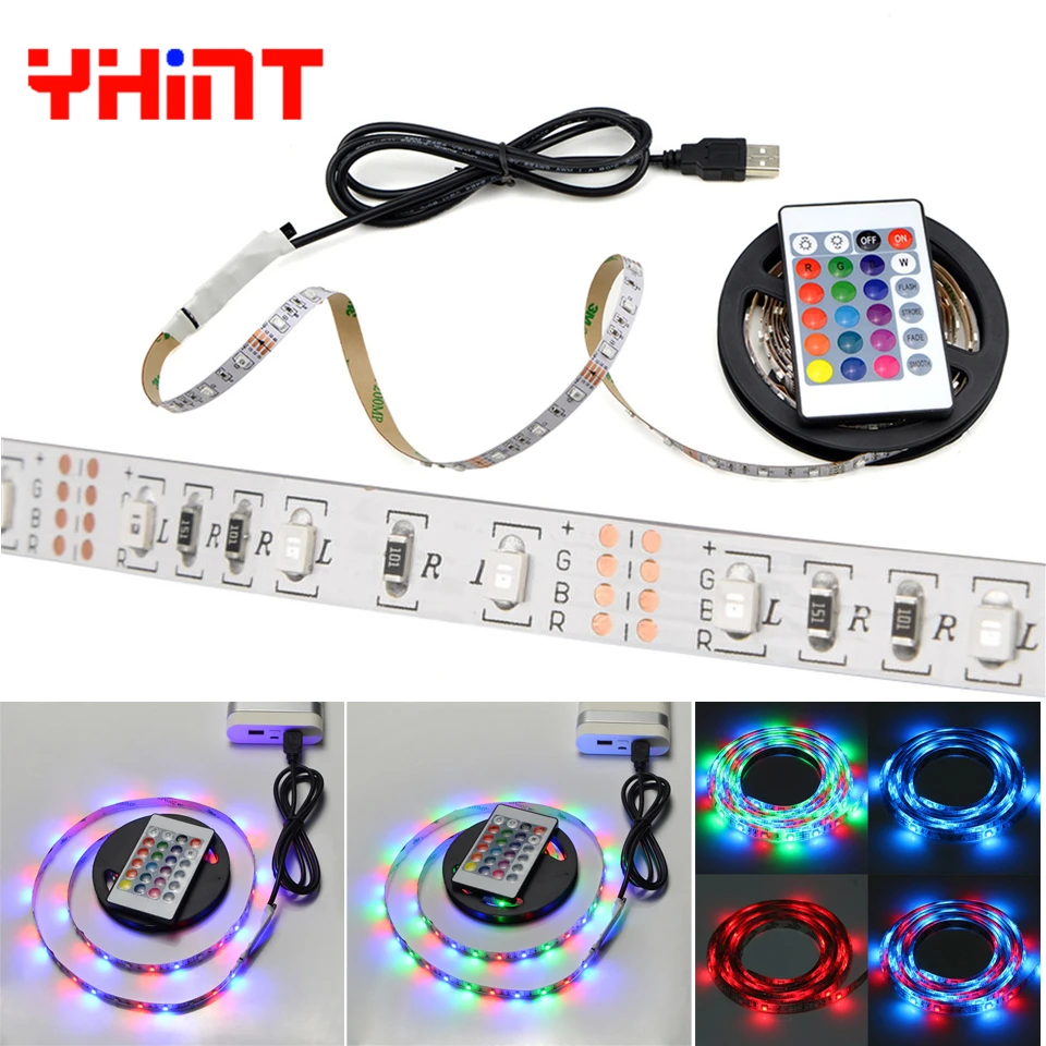5V 3528 RGB led strip usb powered tv pc background decorate lighting 1m 60leds 5m 300leds IP65
