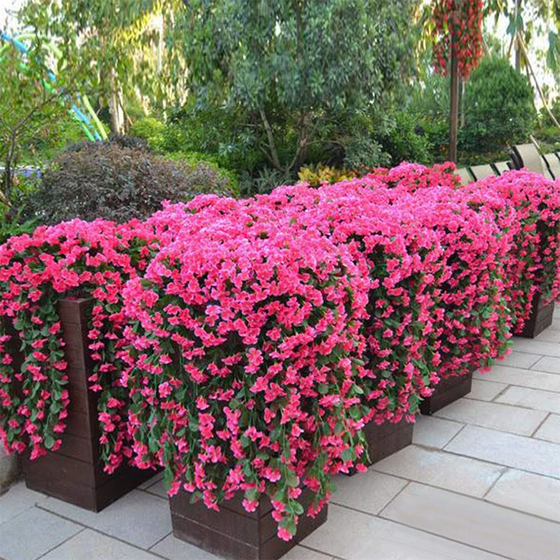 Artificial Violet Flowers, Hanging Ivy Plant Fake Silk Wall Wisteria Basket Orchid for Wedding Home Garden Balcony Floral Decora Artificial Violet Flowers, Hanging Ivy Plant Fake Silk Wall Wisteria Basket Orchid for Wedding Home Garden Balcony Floral Decora