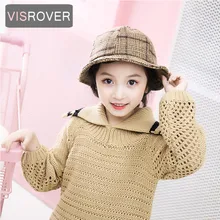 VISROVER/3 цвета, новая осенне-зимняя теплая клетчатая шляпа-ведро, Детская шляпа рыбака унисекс высокого качества, винтажные зимние теплые шапки