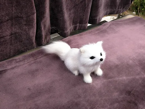 

small white simulation fox toy polyethylene & furs handicraft sitting fox doll about 12x7cm 048