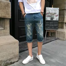Оригинальные летние джинсы короткие мужские шорты мужские новые мужские джинсовые шорты с дырками Ретро ковбойские шорты мужские ete