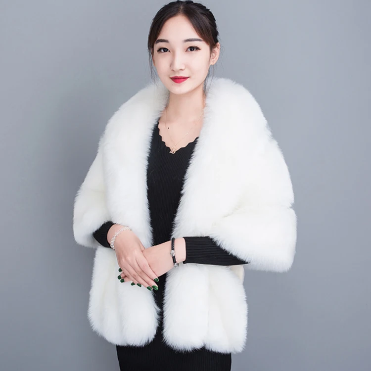US $47.19 Janevini Winter Faux Fur Bolero For Women Plus Size Dark Green Wedding Bridal Fur Shawl Cape White Formal Bolero Wraps Shrug