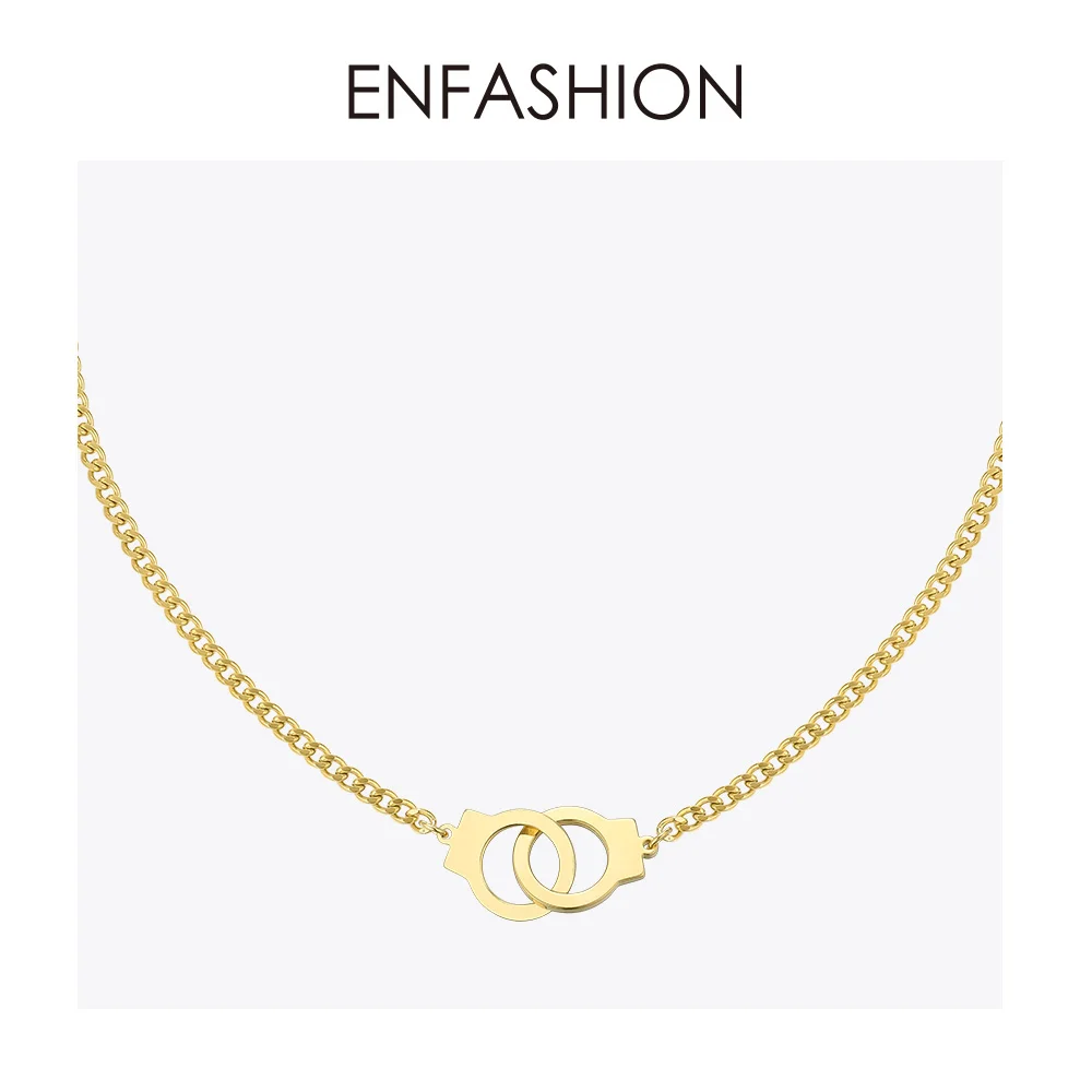 ENFASHION Панк подвеска в виде наручников ожерелье чокер для женщин из нержавеющей стали звено цепи ожерелье Мода Femme Ювелирные изделия Подарки P3013