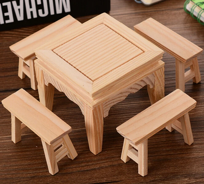 أطفال/أطفال نتظاهر اللعب خشبية بيت الدمية والأثاث مصغرة طاولة ومقاعد مجموعة