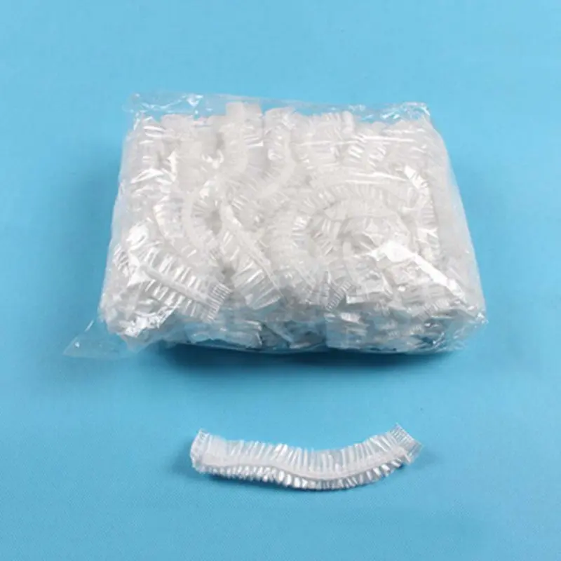 Disposable Clear Transparent Spa Hair Salon Home Shower Bathing Elastic Cap Styling Accessories 100pcs - Color: 100pcs