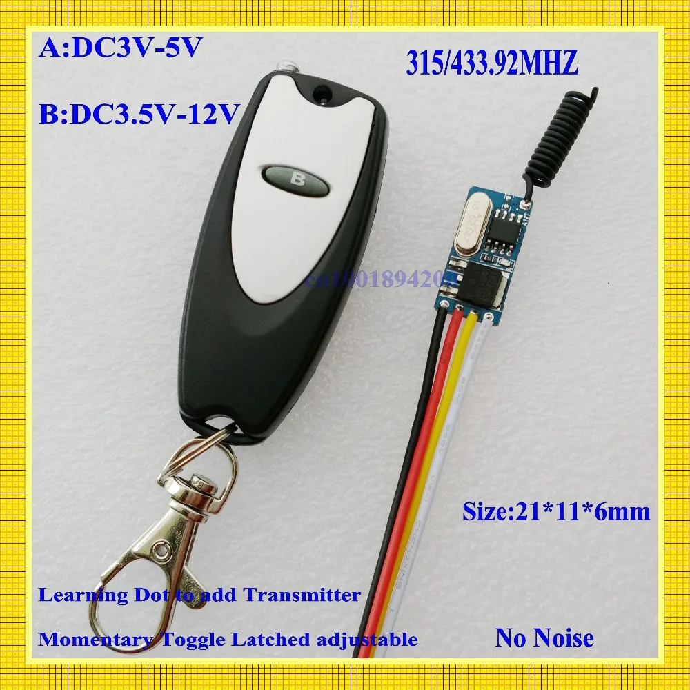 

DC3.5V 3.7V 4V 4.5V 5V 6V 9V 12V Mini Small Remote Control Switch System Lock Door Access Remote Control System Momentary Toggle