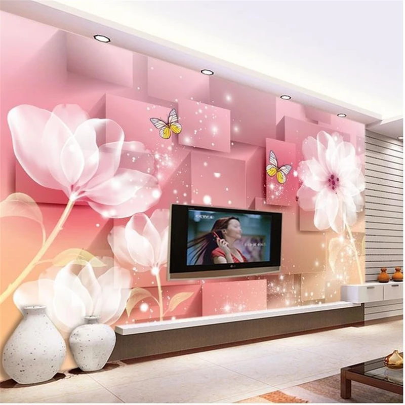 beibehang 3d stereoscopic romantic flower Europe TV backdrop wallpaper living room bedroom wall paper papel pintado
