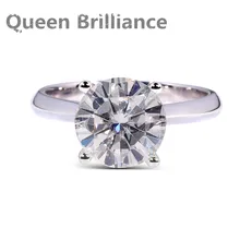 Queen Brilliance 2ctw Lab Grown Moissanite Diamond Engagement Wedding Ring For Women 14K 585 White Gold Fine Jewelry Rings