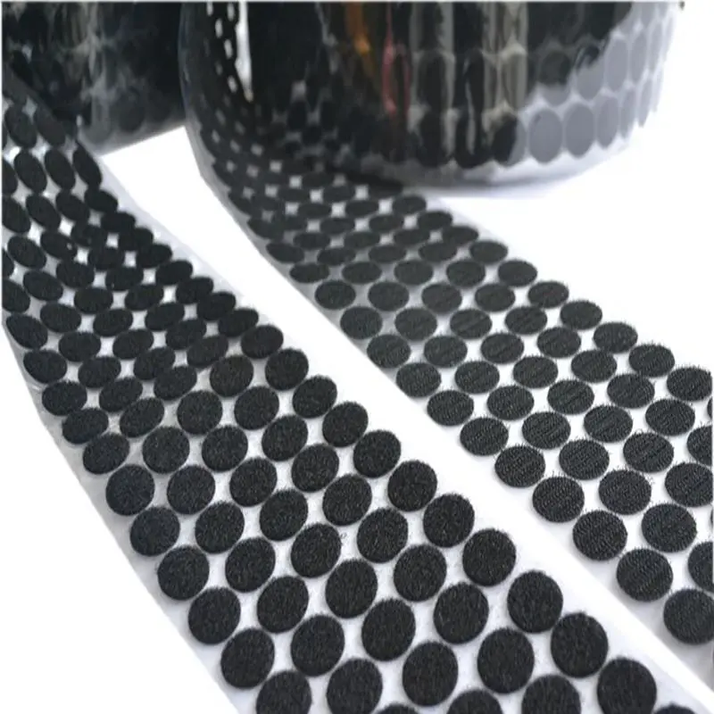 

50Pairs glue black Velcro Nylon Sticker strong Adhesive Hook and Loop self adhesive Round home use Curtain Velcro fastener