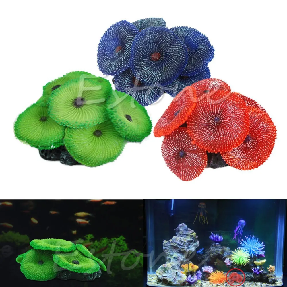 Aquarium Artificial Fake Green Color Disc Coral Plant Fish Tank Ornament AK383 