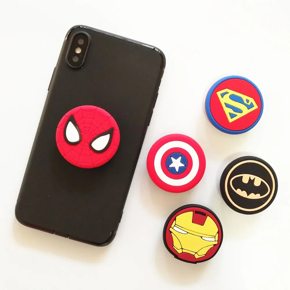 

Cartoon 3D Batman Spiderman Iron Man Grip Stand Holder Silicone Soft Phone Case For iPhone XR XS MAX 8 7 6s Plus 5S Coque Capa