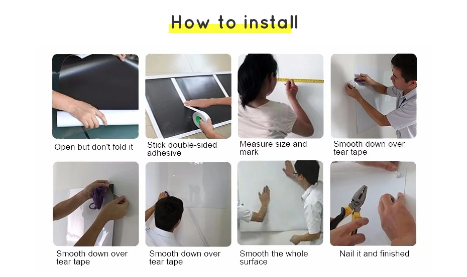 930_11 DIY Dry Erase Ferrous whiteboard Waterproof Yellow Drawing Writing Board White Board Stickers Memo Children Gift Wall Sticker