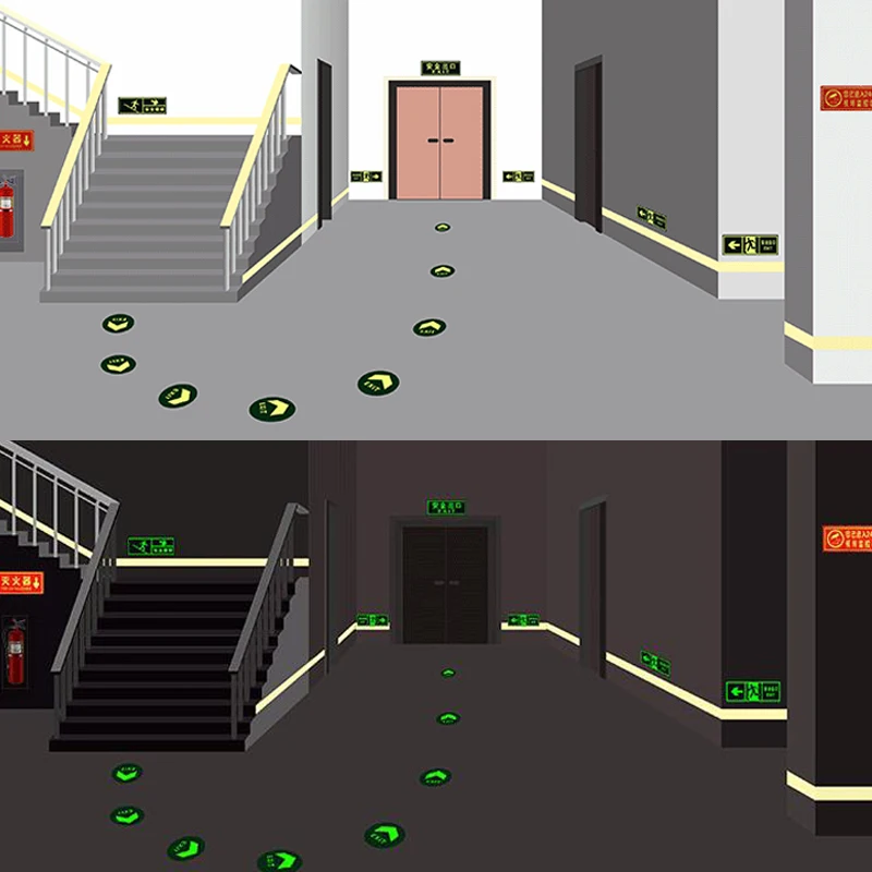 10 pieces Luminous Tape Self-adhesive Glow In Dark Sticker For Exit Sign Walls Safety Stage Night Vision Home Decoration Tape