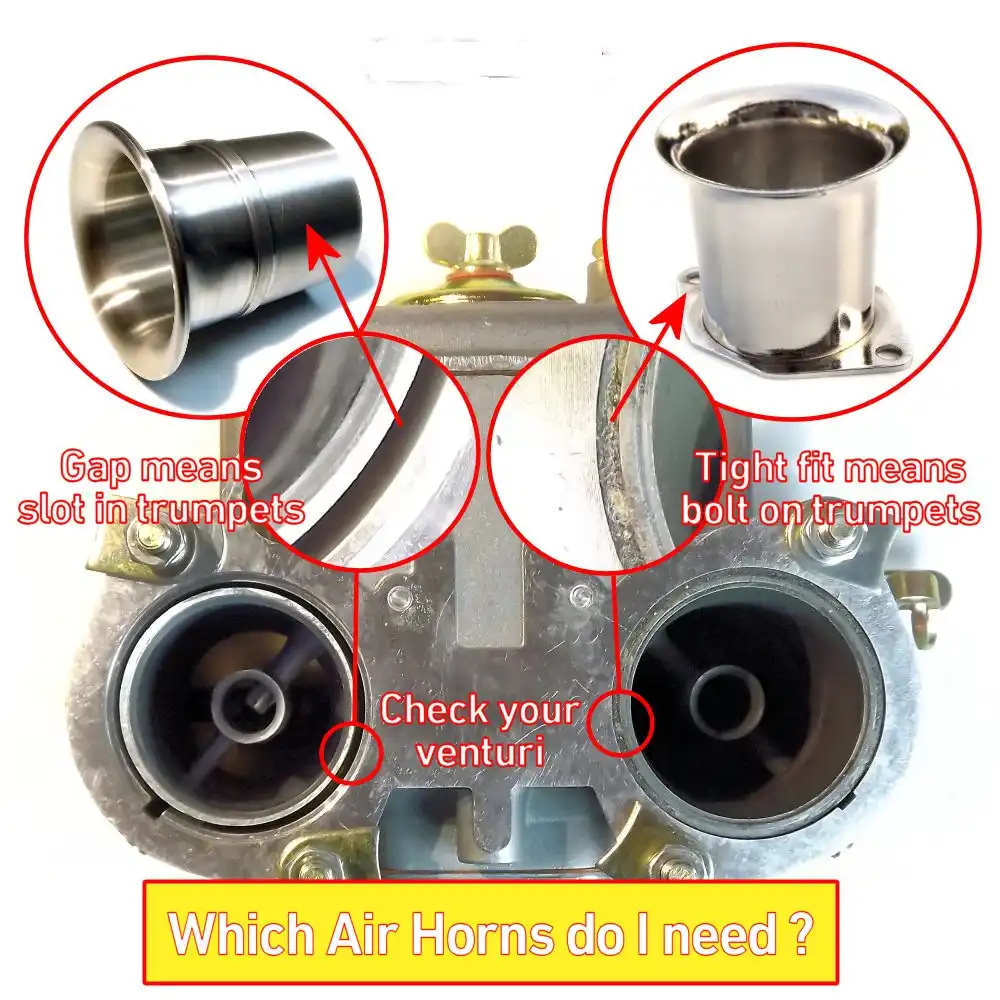 45mm WEBER DCOE IDF Air Horns Velocity Stacks Trumpets Ram Tubes