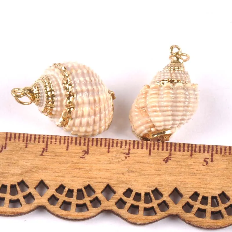 Natural-beige-Spiral-Shell-Gold-Plated-for-earring-DIY-handmade-Brown-charms-pendant-SeaShells-Home-decoration