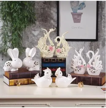 

Modern ceramic decorative crafts, European wedding gifts, creative home desktop ornaments, rabbits, swans, elephants, chickens