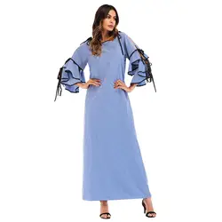 Повседневное Для женщин плед платье макси свободные мусульманский абайя Туника длинный халат платья кимоно Jubah Рамадан Арабский исламский