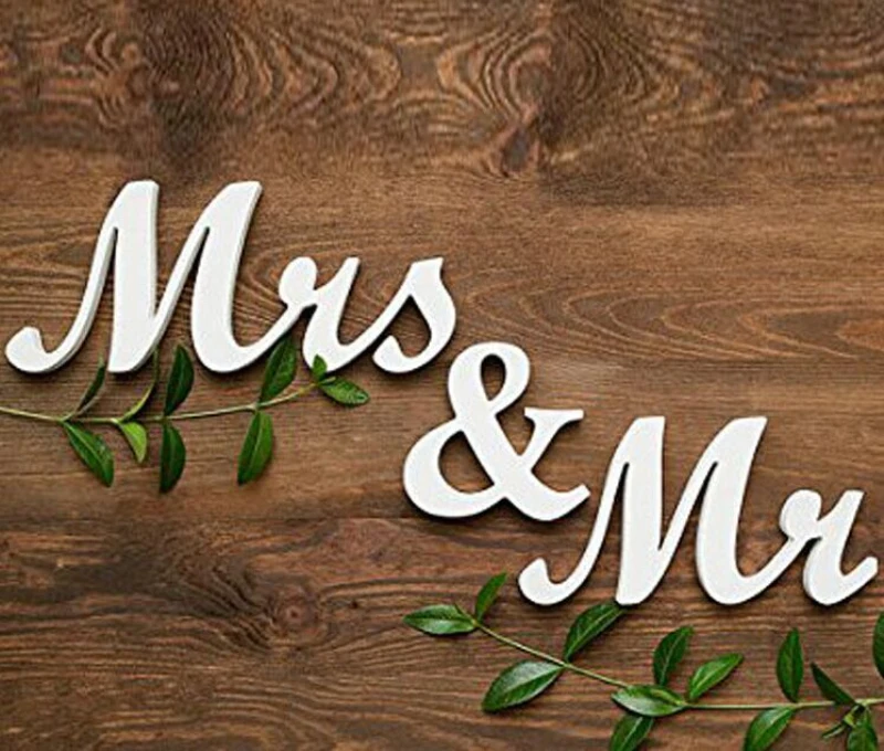 Wooden MR & MRS Wedding Signs For Sweetheart Love Wedding Sign Table Numbers Letters Decorations Marriage Accessories