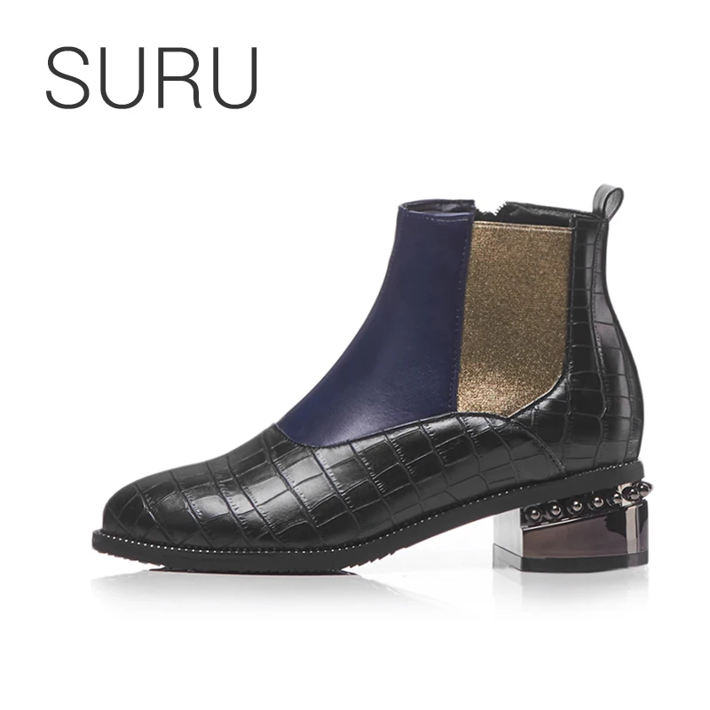 vintage check detail leather chelsea boots