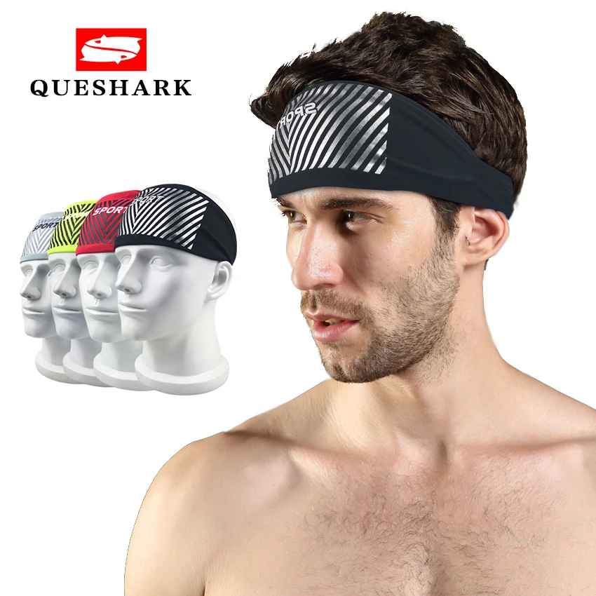 Queshark مرونة الدراجات رباطات الرياضة العصابة ركوب اليوغا الشعر العصابات الرياضية النساء الرجال السلامة عصابات أغطية الرأس