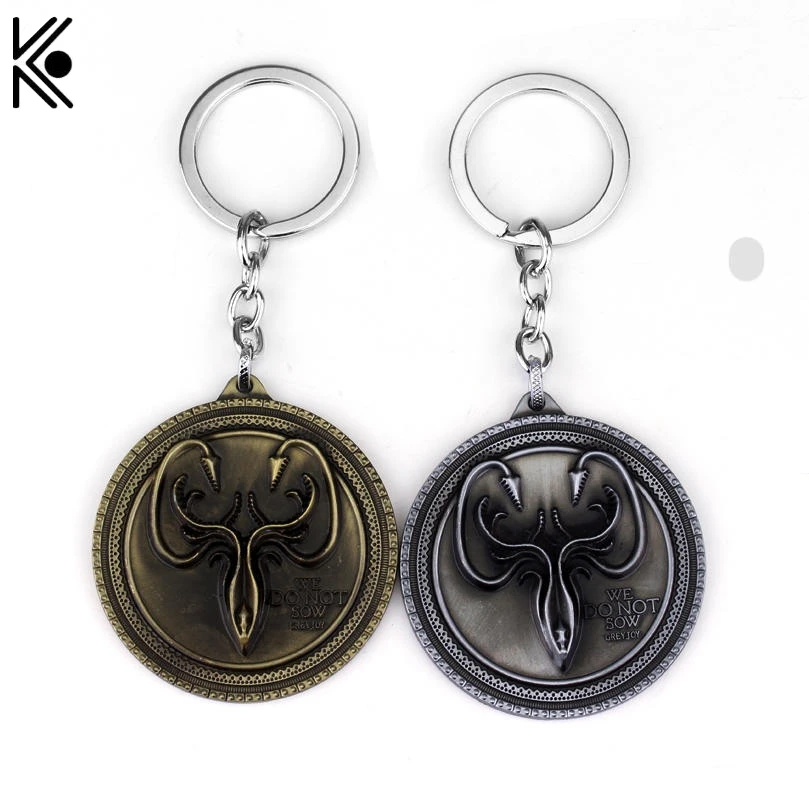 

Top Grade Game of Thrones Key Chain Song of Ice and Fire sheep head logo porte clef key chains keyrings for men's birthday gift