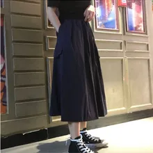 Женская юбка летняя уличная Свободная Повседневная Длинная юбка женская плюс размер эластичный пояс Макси Юбка femme плиссированная юбка fw352