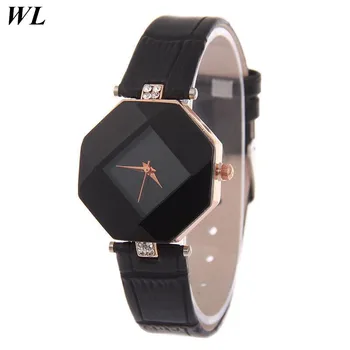 

By DHL 100pcs/lot Wholesale Newest Hot Sale Fashion Women Girls Gift Small Leather Watch Diamond Mirror Female Quartz Wristwatch